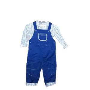 First Impressions 3 piece size 12M overalls, button up, jacket.